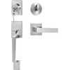 image:imageVEVOR Front Door Handle Square Entry Handle Set with Lever No Lock Adjustable Hole Space Zinc Alloy DieCasting Reversible for Right and Left Handed Entrance and Front Doors Matte BlackSatin NickelWith lock