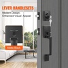 image:imageVEVOR Front Door Handle Square Entry Handle Set with Lever No Lock Adjustable Hole Space Zinc Alloy DieCasting Reversible for Right and Left Handed Entrance and Front Doors Matte BlackMatte Black
