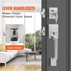 image:imageVEVOR Front Door Handle Square Entry Handle Set with Lever No Lock Adjustable Hole Space Zinc Alloy DieCasting Reversible for Right and Left Handed Entrance and Front Doors Matte BlackSatin NickelWith lock