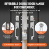 image:imageVEVOR Front Door Handle Square Entry Handle Set with Lever No Lock Adjustable Hole Space Zinc Alloy DieCasting Reversible for Right and Left Handed Entrance and Front Doors Matte BlackSatin NickelWith lock