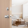 image:imageVEVOR Front Door Handle Square Entry Handle Set with Lever No Lock Adjustable Hole Space Zinc Alloy DieCasting Reversible for Right and Left Handed Entrance and Front Doors Matte BlackSatin NickelWith lock