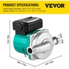 image:imageVEVOR Hot Water Recirculating Pump 10 GPM Instant Circulation Circulator Pump System 3Speed Control 013 HP 110120V NPT 34 in to NPT 12 in Adapter Stainless Steel Head for Water HeatersRS156SB