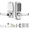 image:imageVEVOR Mechanical Keyless Entry Door Lock 14 Keys Mechanical Keypad with Handle DoubleSided Stainless Steel Waterproof Keyless Gate Lock for Home Office Fence GaragePearl Chrome