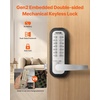 image:imageVEVOR Mechanical Keyless Entry Door Lock 14 Keys Mechanical Keypad with Handle DoubleSided Stainless Steel Waterproof Keyless Gate Lock for Home Office Fence GaragePearl Chrome