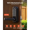 image:imageVEVOR Mechanical Keyless Entry Door Lock 20 Code Upgrade 47 Digits Code SingleSided Push Button Combination Mechanical Keypad Door Knob Auto Locking for Garden Gates Indoor or Outdoor SilverBlack