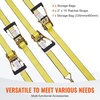 image:imageVEVOR Ratchet Tie Down Straps 4Pack 10000 lb Break Strength Heavy Duty Double J Hooks 2 x 27 with Padded Handles  Ideal for Moving Securing Cargo Appliances Lawn Equipment and More2 x 15