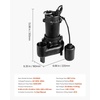 image:imageVEVOR Submersible Sewage Pump 13 HP 3000 GPH Cast Iron SewageEffluent Pump with Automatic Float Switch 15Inch NPT Discharge 120V 25 ft Lift for Basement Septic Tank Residential Sump Basin20 Npt Discharge