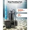 image:imageVEVOR Submersible Sewage Pump 13 HP 3000 GPH Cast Iron SewageEffluent Pump with Automatic Float Switch 15Inch NPT Discharge 120V 25 ft Lift for Basement Septic Tank Residential Sump Basin20 Npt Discharge