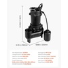 image:imageVEVOR Submersible Sewage Pump 13 HP 3000 GPH Cast Iron SewageEffluent Pump with Automatic Float Switch 15Inch NPT Discharge 120V 25 ft Lift for Basement Septic Tank Residential Sump Basin20 Npt Discharge