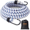 image:imageVEVOR 6 Piece Bungee Cords with Hooks 72 Inch Heavy Duty Bungee Straps 12 mm Elastic Bungee Ropes Set for Camping Tarps Motorcycle Truck and Tent White with Blue Stripes72 Inch 6pcs