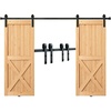 image:imageVEVOR 8FT Sliding Barn Door Hardware Kit  330LBS Heavy Duty Double Door Track Smooth amp Silent Pulley System Fits 2 Door Panels 3743FT Total Wide 1318 ThickJshaped  Black