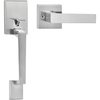 image:imageVEVOR Front Door Handle Square Entry Handle Set with Lever No Lock Adjustable Hole Space Zinc Alloy DieCasting Reversible for Right and Left Handed Entrance and Front Doors Matte BlackSatin Nickel