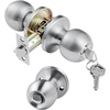 image:imageVEVOR Keyed Entry Door Knob Satin Nickel Door Knob with Round Ball Keyed Exterior amp Thumb Turn Lock Interior All Metal Doorknobs Hardware with Lock and Keys Modern Design for Bedroom amp BathroomSatin Nickel