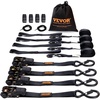 image:imageVEVOR Ratchet Tie Down Straps 4PK 2200 lb Break Strength 1 x 15 Heavy Duty Ratchet Tie Down Strap Set with Padded Handles Coated S Hook Soft Loop for Moving Appliances Motorcycle ATV Truck