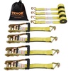 image:imageVEVOR Ratchet Tie Down Straps 4Pack 10000 lb Break Strength Heavy Duty Double J Hooks 2 x 27 with Padded Handles  Ideal for Moving Securing Cargo Appliances Lawn Equipment and More2 x 15