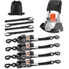 image:imageVEVOR Retractable Ratchet Straps 1 in x 6 ft Tie Down Straps with S Hooks 1200 lbs Break Strength 4 Soft Loops Tie Down Ratcheting for Moving Trailers Motorcycles Kayaks Car Roof 4 Pack1 x 6
