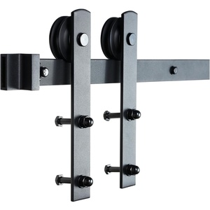 image:imageVEVOR 10FT Sliding Barn Door Hardware Kit 330 LBS Weight Capacity Compatible with 60 Inches Max Width amp 138 to 134 Inches Thickness Single Sliding Barn Door Durable Track amp Jshape RollerBlackIshaped  Black