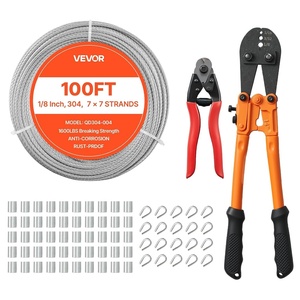 image:imageVEVOR 18 Inch Wire Rope Kit 100 ft Length 304 Stainless Steel Wire Cable with Cutter 1600 lbs Breaking Strength 7 x 7 Strands Construction Steel Cable for Deck Railing System Garden Trellis689 x 138 in