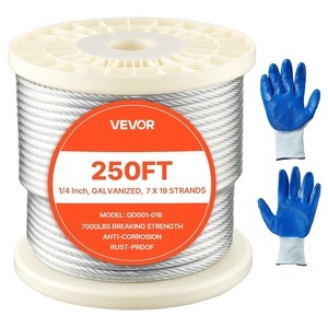image:imageVEVOR 316 T304 Stainless Steel Cable 250FT 3700 LBS Breaking Strength Cable Railing System Wire Rope Aircraft Deck Railing Kit Fence Wire14 Cable