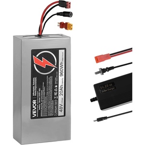 image:imageVEVOR 48V Lithium Battery 10Ah Lithium Battery Pack with 30A BMS Protection Charger TPlug Expansion Cable 500 Cycles IP66 Waterproof PVC Shell Fast Charging Compatible with 2400W Motors48V 20Ah