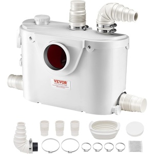 image:imageVEVOR 500W Macerator Pump 29 GPM Flow 26 ft8 m Head Macerator Sewerage Toilet Pump with 4 Water Inlets Waste Water Disposal Upflush Machine for Toilet Basement Shower Sink Laundry Bathtub500W