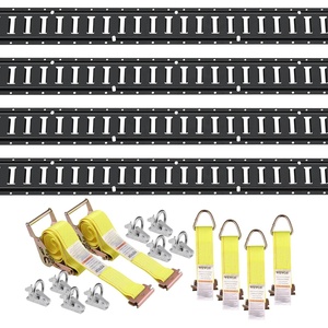 image:imageVEVOR 5ft E Track TieDown Rail Kit 18PCS 5 ETracks Set Includes 4 Steel Rails amp 8 ORing Anchors amp 4 TieOffs with DRing amp 2 Ratchet Straps Securing Accessories for Cargo Motorcycles 2000 lbs