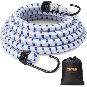 image:imageVEVOR 6 Piece Bungee Cords with Hooks 72 Inch Heavy Duty Bungee Straps 12 mm Elastic Bungee Ropes Set for Camping Tarps Motorcycle Truck and Tent White with Blue Stripes72 Inch 6pcs