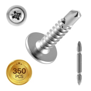 image:imageVEVOR 8 Self Drilling Wood Screws 34 Inch Long 350 PCS Truss Head Phillips Drive Stainless Steel Full Thread Screws with Screwdriver Bit Included Silver AllPurpose Wood Fasteners