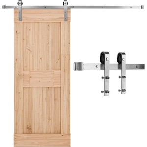 image:imageVEVOR 8FT Brushed Nickel Sliding Barn Door Hardware Kit 330 LBS Weight Capacity Compatible with 42 to 48 Inches Width amp 138 to 134 Inches Thickness Single Door Durable Track amp JShape Roller66FT