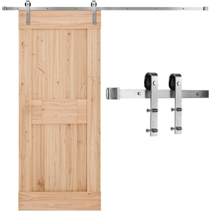 image:imageVEVOR 8FT Brushed Nickel Sliding Barn Door Hardware Kit 330 LBS Weight Capacity Compatible with 42 to 48 Inches Width amp 138 to 134 Inches Thickness Single Door Durable Track amp JShape Roller8FT