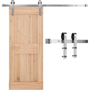 image:imageVEVOR 8FT Brushed Nickel Sliding Barn Door Hardware Kit 330 LBS Weight Capacity Compatible with 42 to 48 Inches Width amp 138 to 134 Inches Thickness Single Door Durable Track amp JShape Roller5FT
