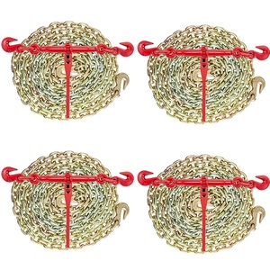 image:imageVEVOR Chain and Binder Kit 3812 Ratchet Load Binders 9200 lbs Working Load Limit 38 x 10 G80 Chains with Grab Hooks Ratchet Binders and Chains for Truck Tie Down Hauling Towing 2 Set4P 10ft