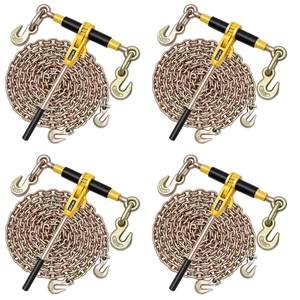 image:imageVEVOR Chain and Binder Kit 3812 Ratchet Load Binders 9200 lbs Working Load Limit 38 x 10 G80 Chains with Grab Hooks Ratchet Binders and Chains for Truck Tie Down Hauling Towing 2 Set4P 20ft