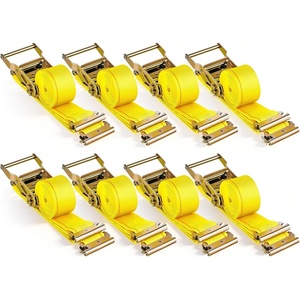 image:imageVEVOR ETrack Ratchet Straps 8 Pack 2 x 15 Heavy Duty Cargo TieDowns 4400 lbs Breaking Strength Standard E Track Fitting Tie Down ETrack Spring Fittings for Cargo Vans Trucks Trailers