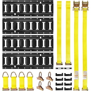 image:imageVEVOR ETrack TieDown Rail Kit 4 Pack 16 Etracks Rails with 21Pcs Accessories 2 Ratchet Straps amp 4 ORings amp 4 TieOffs with DRing amp 2 Single Slots amp 8 End Caps amp 1 Bag for Garages Trailers21 PACK