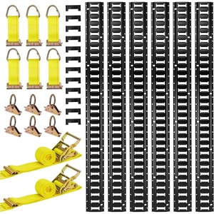 image:imageVEVOR ETrack TieDown Rail Kit 6 Pack 5 ft E Track Rails 26 Pcs Includes 2 Ratchet Straps amp 6 ORings amp 6 TieOffs with DRing amp 12 End Caps Fit for Garages Vans Trailers Motorcycles5 FT 26Pcs