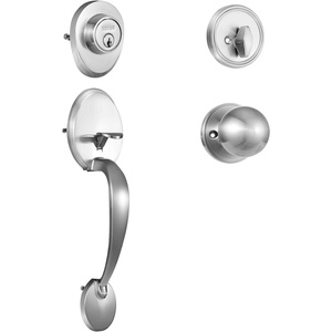 image:imageVEVOR Front Door Handle Square Entry Handle Set with Lever No Lock Adjustable Hole Space Zinc Alloy DieCasting Reversible for Right and Left Handed Entrance and Front Doors Matte BlackSatin NickelWith lock