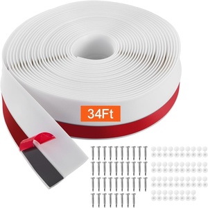 image:imageVEVOR Garage Door Seal Top and Sides Seal Strip 20 FT Universal Weather Stripping Replacement Soft and Hard Composite Weatherproofing Garage Door TPE Seals with Adhesive Backed and Screws Black34 FT