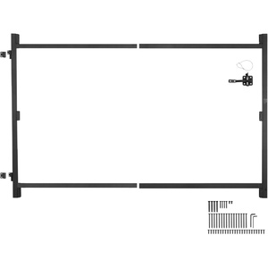 image:imageVEVOR Gate Building Kit Fits 60 to 96 in Wide Openings Up from 6 to 7 ft High Fence Adjustable Gate Building Kit Anti Sag Full Gate Frame Kit with Latch Lock Screw for Wooden Fence Iron Black4072 wide openings  45 high
