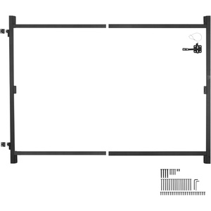 image:imageVEVOR Gate Building Kit Fits 60 to 96 in Wide Openings Up from 6 to 7 ft High Fence Adjustable Gate Building Kit Anti Sag Full Gate Frame Kit with Latch Lock Screw for Wooden Fence Iron Black3660 wide openings  67 high