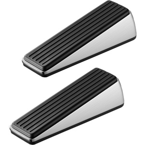 image:imageVEVOR Heavy Duty Door Stopper 2 Pack Door Stop Wedge for Bottom Premium Zinc Alloy and DualSided PVC NonSlip Pads with 2 SelfAdhesive Wall Protectors Suitable for Various Types and Rooms