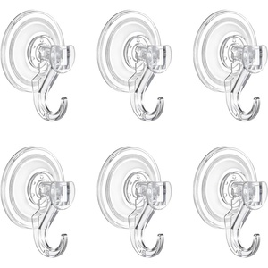 image:imageVEVOR Heavy Duty Suction Cups 6 Pack 10 LBS Vacuum Holder Clear Hooks Reusable NonSlip Shower Hooks for Towel Loofah Strong Wall Mount for Bathroom Kitchen Window Glass