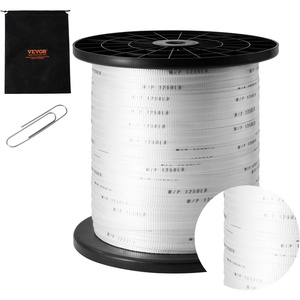 image:imageVEVOR Polyester Pull Tape 12 x 1053 Mule Tape Flat Rope 1250 lbf Tensile Capacity Printed Webbing Cable Pulling Tape for Packaging Gardening Commercial Electrical Conduit Work White12 x 1053