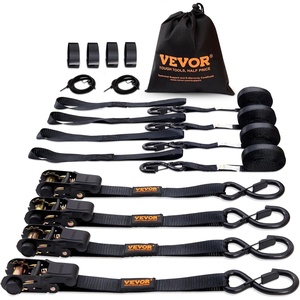 image:imageVEVOR Ratchet Tie Down Straps 4PK 2200 lb Break Strength 1 x 15 Heavy Duty Ratchet Tie Down Strap Set with Padded Handles Coated S Hook Soft Loop for Moving Appliances Motorcycle ATV Truck