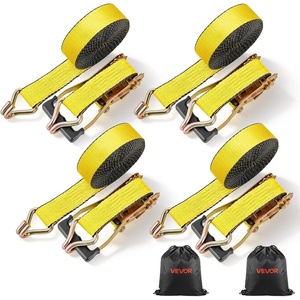 image:imageVEVOR Ratchet Tie Down Straps 4Pack 10000 lb Break Strength Heavy Duty Double J Hooks 2 x 27 with Padded Handles  Ideal for Moving Securing Cargo Appliances Lawn Equipment and More2 x 27