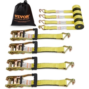image:imageVEVOR Ratchet Tie Down Straps 4Pack 10000 lb Break Strength Heavy Duty Double J Hooks 2 x 27 with Padded Handles  Ideal for Moving Securing Cargo Appliances Lawn Equipment and More2 x 15