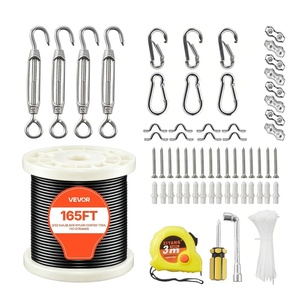 image:imageVEVOR String Light Hanging Kit 165 ft 304 7 x 7 332 Inch Stainless Steel Wire Cable 450 lbs Breaking Strength Steel Cable for Deck Railing System Garden Trellis String Lights165ft