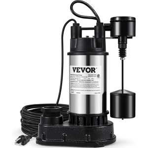 image:imageVEVOR Submersible Sewage Pump 13 HP 3000 GPH Cast Iron SewageEffluent Pump with Automatic Float Switch 15Inch NPT Discharge 120V 25 ft Lift for Basement Septic Tank Residential Sump BasinBlack  Silver