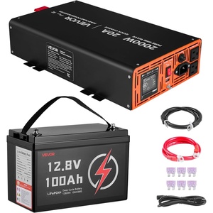 image:imageVEVOR Sump Pump Battery Bundle 2000W Backup System with 100 Ah LiFePO4 Battery Auto Switches to Inverter for Sump Pump Pure Sine Wave LCD Display for Basement Protection Emergency Power Outage