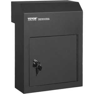image:imageVEVOR Through The Door Key Drop Box Heavy Duty Steel Through The Door Mailbox with 18 12 Key Lock 12x6x16 Mail Drop Box Black